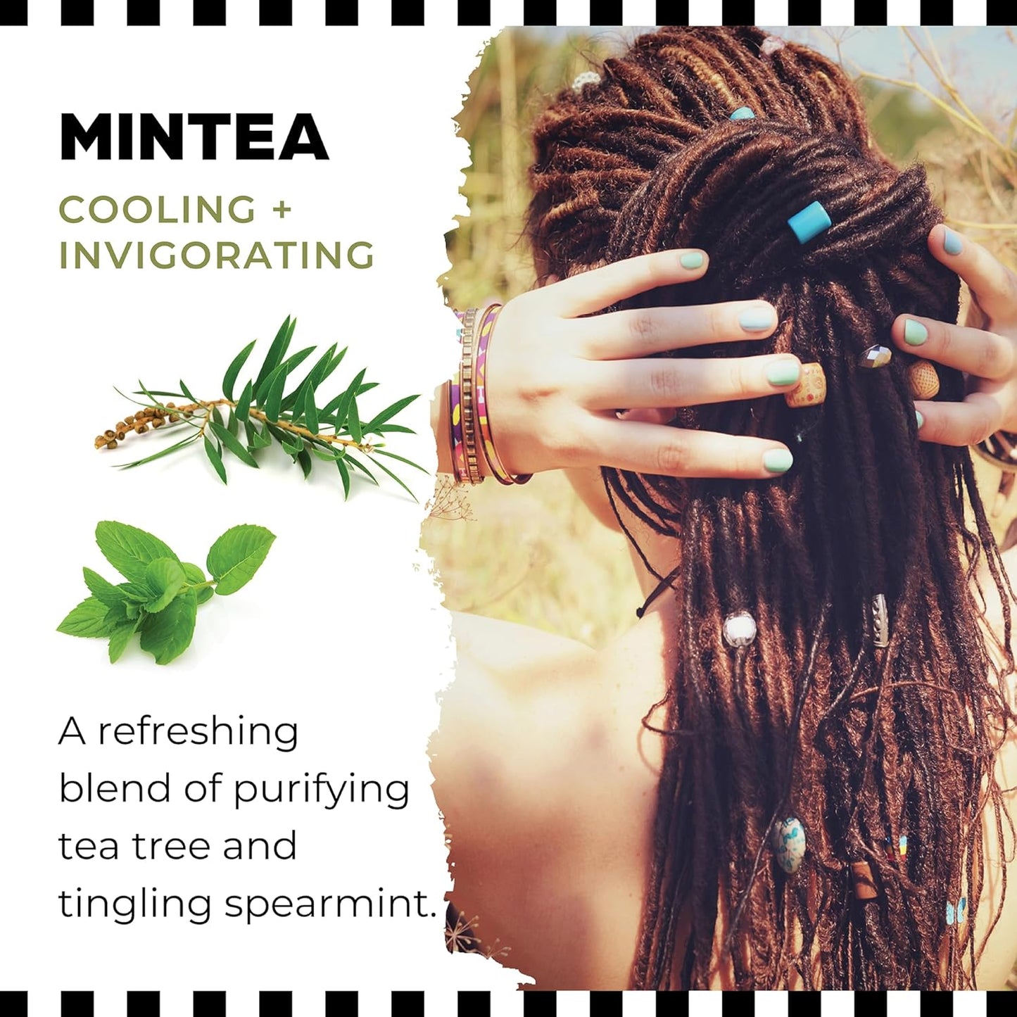 Dollylocks Dreadlock Tightening Spray for Locs - Mintea, Tea Tree Spearmint - Strengthen, Tame Frizzy Dreads, Residue-free for Loose Hair, 8oz