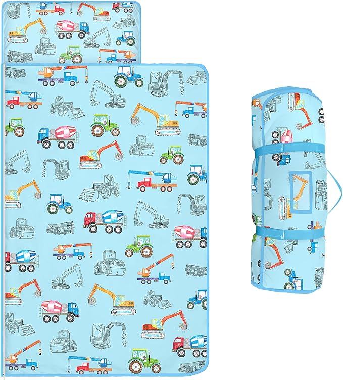 Toddler Nap Mat Kids Sleeping Bag 59"×24", Soft Slumber Bag with Removable Pillow and Blanket for Kids Girls Boys,Roll Up Sleeping Mat Thick for Camping,Daycare, Kindergarden