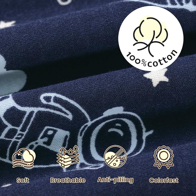 PHF Soft Baby Sleep Sack 18-24 Months 100% Organic Cotton Wearable Blanket, 2-Way Zipper 0.5 TOG Toddler Sleeping Sack 3 Pack, Comfy Sleep Bag for Baby Boys Girls, Navy Space (X-Large)