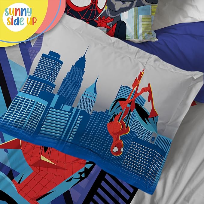 Sunny Side Up Kids Comforter Set Includes Sheets and Pillow Covers - Soft and Cozy Bed Set for Stylish Room Decor, Gray - Spiderman, 5 Piece Twin Bedding