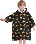 Fiosnow Pizza and Chips Blanket Hoodies for Kids Toddler 2-6YR Oversize Wearable Blanket Hoodies for Boys Girls Teens