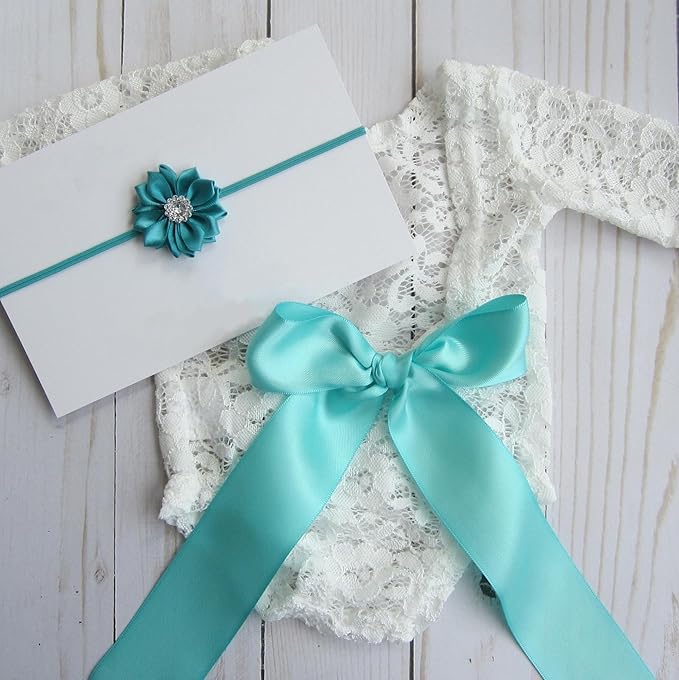 Newborn Girl Photography Outfits, Backless Lace Romper with Flower Headband Photo Props, Baby Girl Photoshoot Outfits