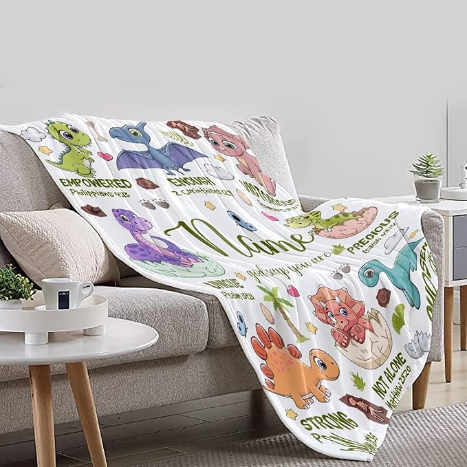 Personalized Dinosaur Blanket,Custom Dinosaur Gifts for Kids Boys,God Says I Am Themed Blanket,Meaningful Thoughtful Religious Baptism Christian Gifts,Bible Verse Quilt with Name, 30"x40"