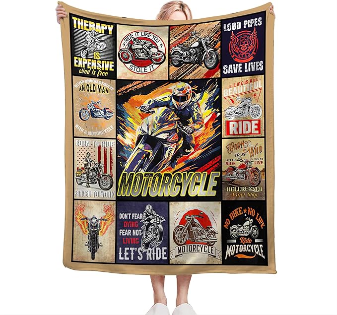 Motorcycle Blanket Ride Gifts for Girls Motorcycle Rider Boys Woman Kids Motorcycles Lover Sport Throw Blankets Soft Blanket Warm Fleece Flannel Plush Blankets for Bed Sofa Couch 40"x50"