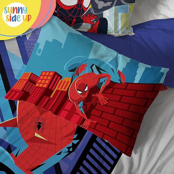 Sunny Side Up Kids Comforter Set Includes Sheets and Pillow Covers - Soft and Cozy Bed Set for Stylish Room Decor, Gray - Spiderman, 4 Piece Toddler Bedding