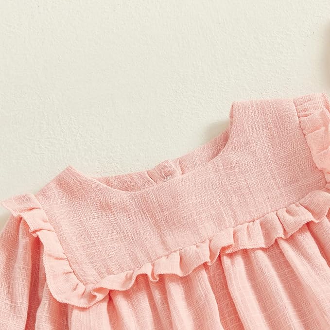 2pcs Infant Baby Girls Romper Dress Headband Long Sleeve Clothing Flowers Newborn Boho Girl Outfit Jumpsuit Clothes