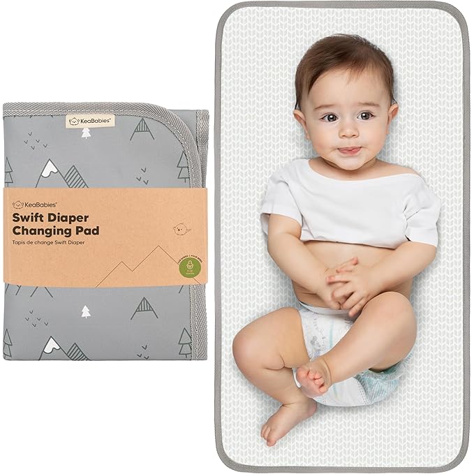 KeaBabies Portable Diaper Changing Pad, Easy Wipe Clean - Foldable Waterproof Baby Changing Mat for Diaper Bag, Compact, Lightweight, 25x13 Newborn, Infant, Baby Changer Travel Essential (Woodland)