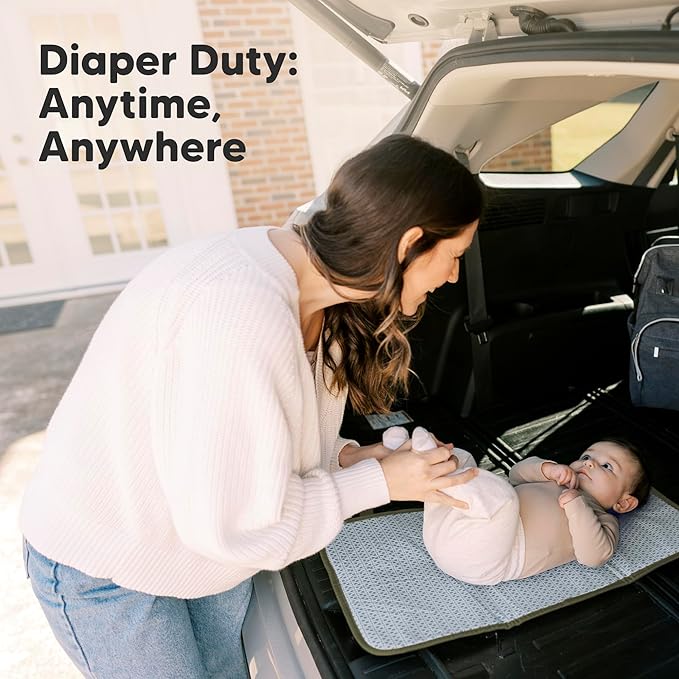 KeaBabies Portable Diaper Changing Pad, Easy Wipe Clean - Foldable Waterproof Baby Changing Mat for Diaper Bag, Compact, Lightweight, 25x13 Newborn, Infant, Baby Changer Travel Essential (Olive Green)