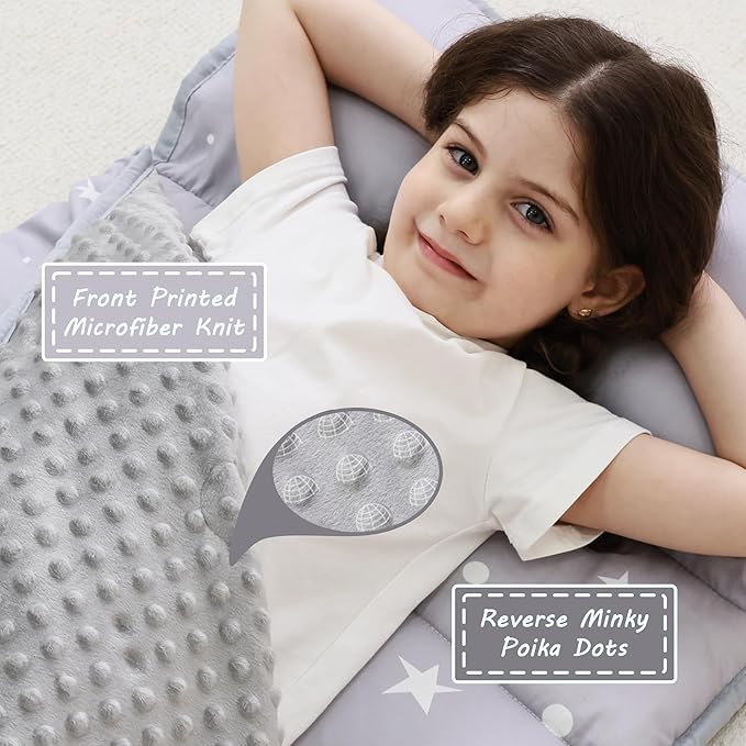 Toddler Nap Mat with Pillow and Blanket, Extra Large Rolled Napping Mats,Slumber Bags for Boys Girls,Kids Sleeping Bag for Daycare, Preschool Travel Camping
