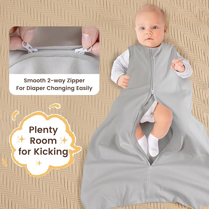 PHF Soft Baby Sleep Sack 18-24 Months 100% Organic Cotton Wearable Blanket, 2-Way Zipper 0.5 TOG Toddler Sleeping Sack 3 Pack, Comfy Sleep Bag for Baby Boys Girls, Navy Space (X-Large)