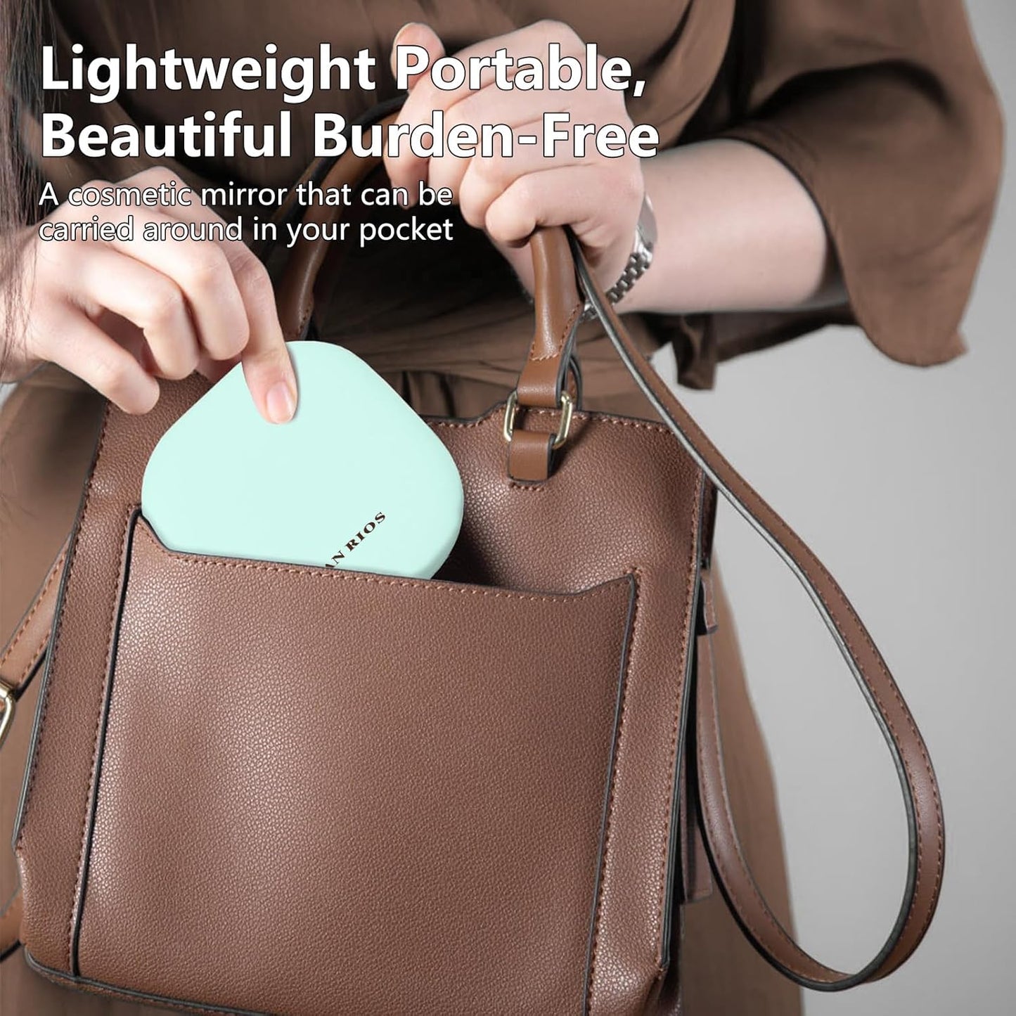 Portable Compact Mirror with Lights,15X Magnifying Pocket Mirror for Purse, Dual LED Travel Mirror with 3 Color Modes, Auto Shut-Off, Small Mirror Compact, Perfect Makeup Travel Essential