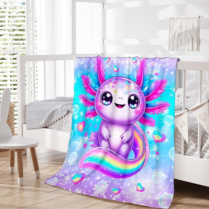 Girls Blanket Throw for Toddler Kids, 30x40 Inches Lightweight Soft Cute Rainbow Animal Throw Blankets for Sofa Couch Bed Daughter Birthday Gift