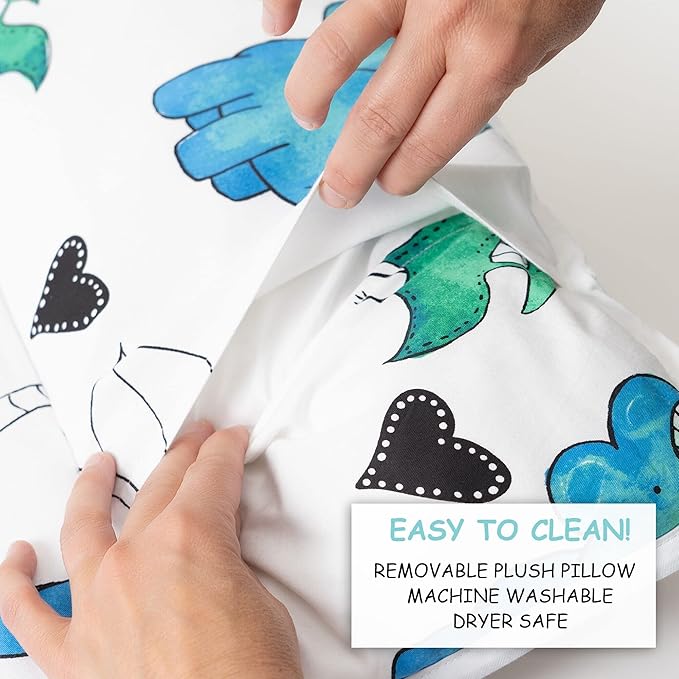 JumpOff Jo Nap Mat for Kids - Cozy Kids Rest Mat with Removable Pillow and Ultra Soft Blanket for Preschool, Daycare, and Sleepovers - Blue Dino