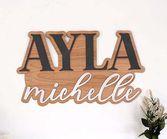 Large Wood Nursery Sign | Nursery name sign for Kids | Custom Wood Name Sign | 3D Wood Baby Name Sign (Black)