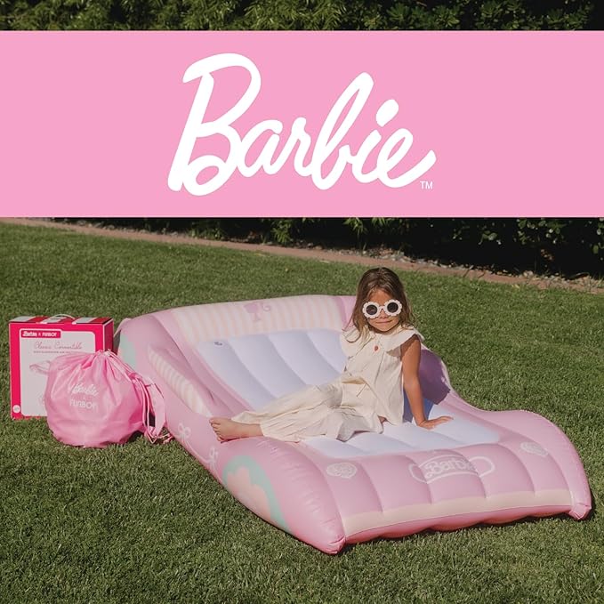 Barbie & FUNBOY Kids Sleepover Travel Bed & Air Mattress. Perfect for Sleepovers. Includes Carrying Storage Bag, Twin