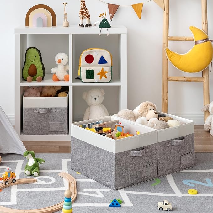 GRANNY SAYS Storage Baskets for Shelves, Fabric Storage Bins for Clothes, Closet Organization Bins, Collapsible Storage Bins with Handles, Decorative Storage Box, Extra Large, 3-Pack