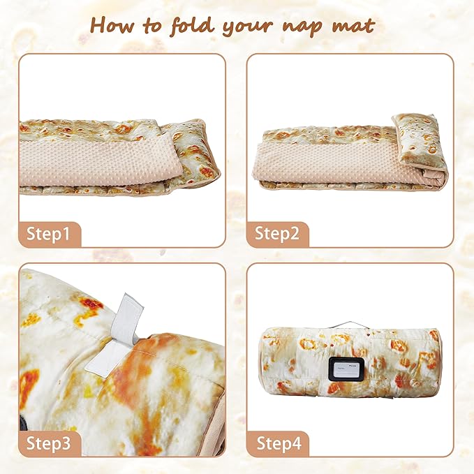 MORAIS Toddler Nap Mat with Pillow and Blanket, 52" x 20" Lightweight and Soft Nap Mat for Preschool, Daycare, Travel Sleeping Bags