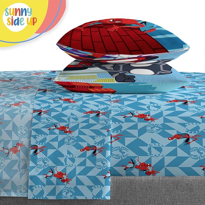 Sunny Side Up Kids Comforter Set Includes Sheets and Pillow Covers - Soft and Cozy Bed Set for Stylish Room Decor, Gray - Spiderman, 7 Piece Full Bedding