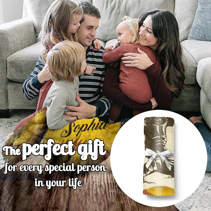 Custom Softball Blanket with Number Name: Personalized Fluffy and Warm Gift for Baby Toddler Kids and Adults Birthday Skin-Friendly Flannel Fabric(30X40inch)