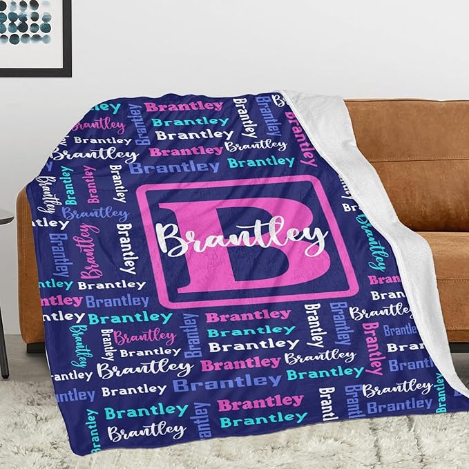 Dr.TOUGH Name Blanket Personalized Blanket for Adult Kids Flannel Customized Personalized Blankets and Throws