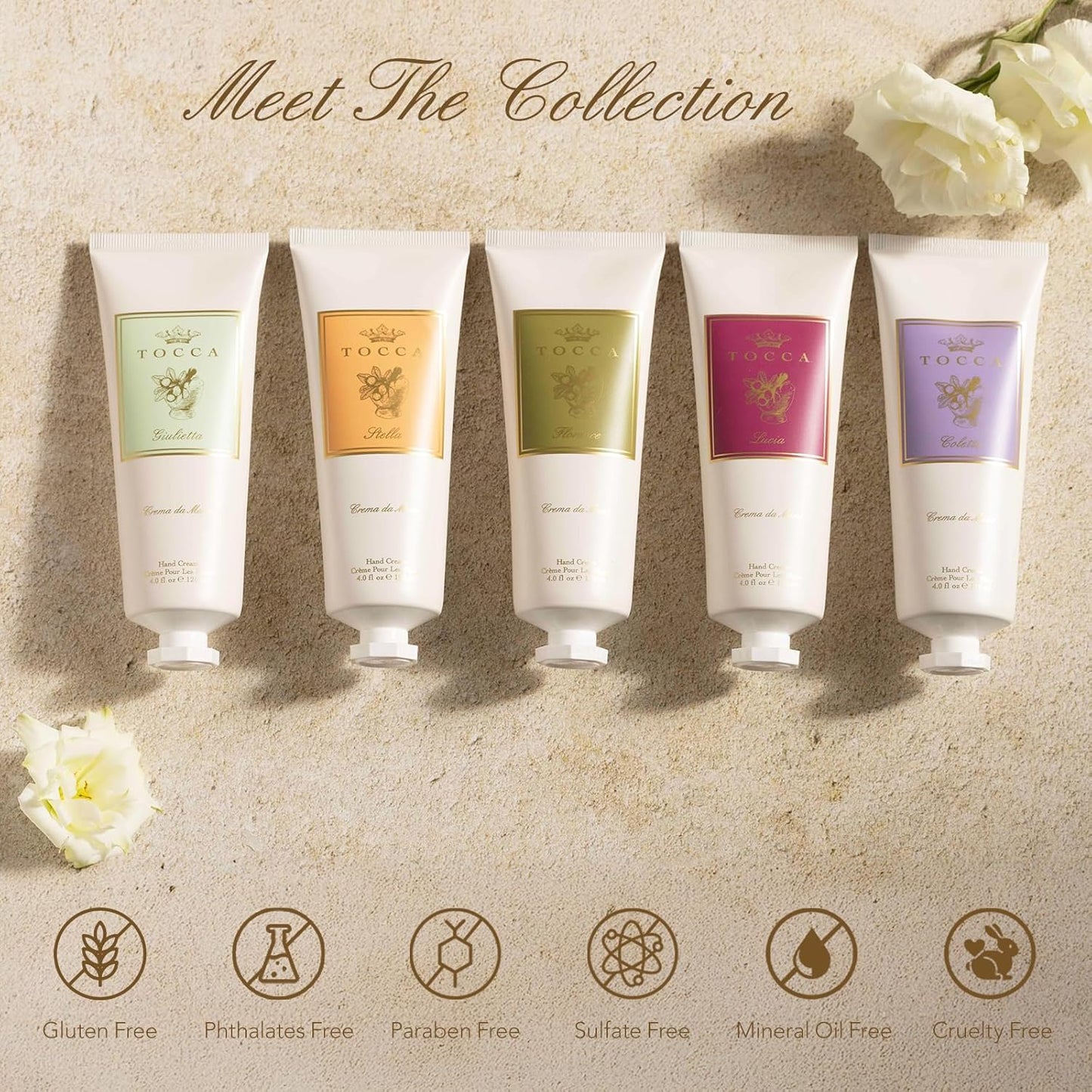 Tocca Crema de Mano, Cleopatra Hand Cream, 4 oz - Grapefruit, Jasmine, Vanilla Musk - Moisturizing, Quick Absorbing