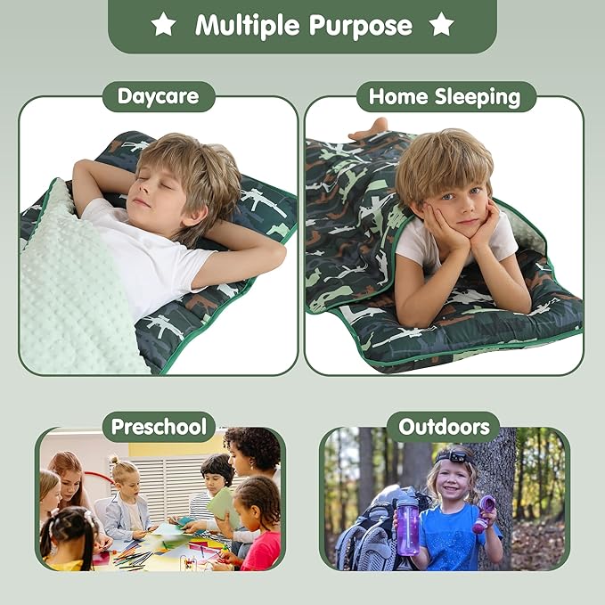 Viviland Toddler Kid Nap Mat for Preschool, Slumber Bag with Pillow and Blanket, Daycare Sleeping Bag Kindergarten Sleep Mat