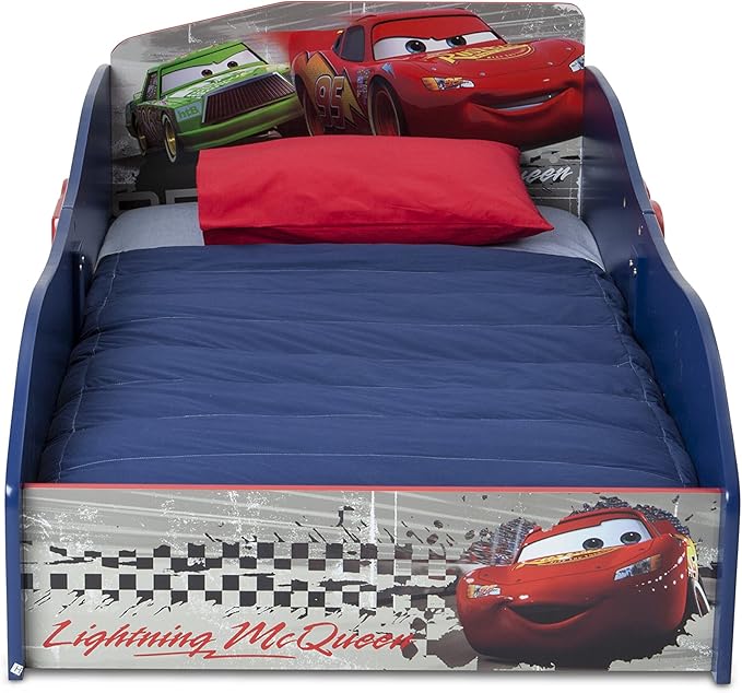 Delta Children Disney/Pixar Cars Wood Toddler Bed + Serta Perfect Slumber Dual Sided Recycled Fiber Core Crib and Toddler Mattress (Bundle)