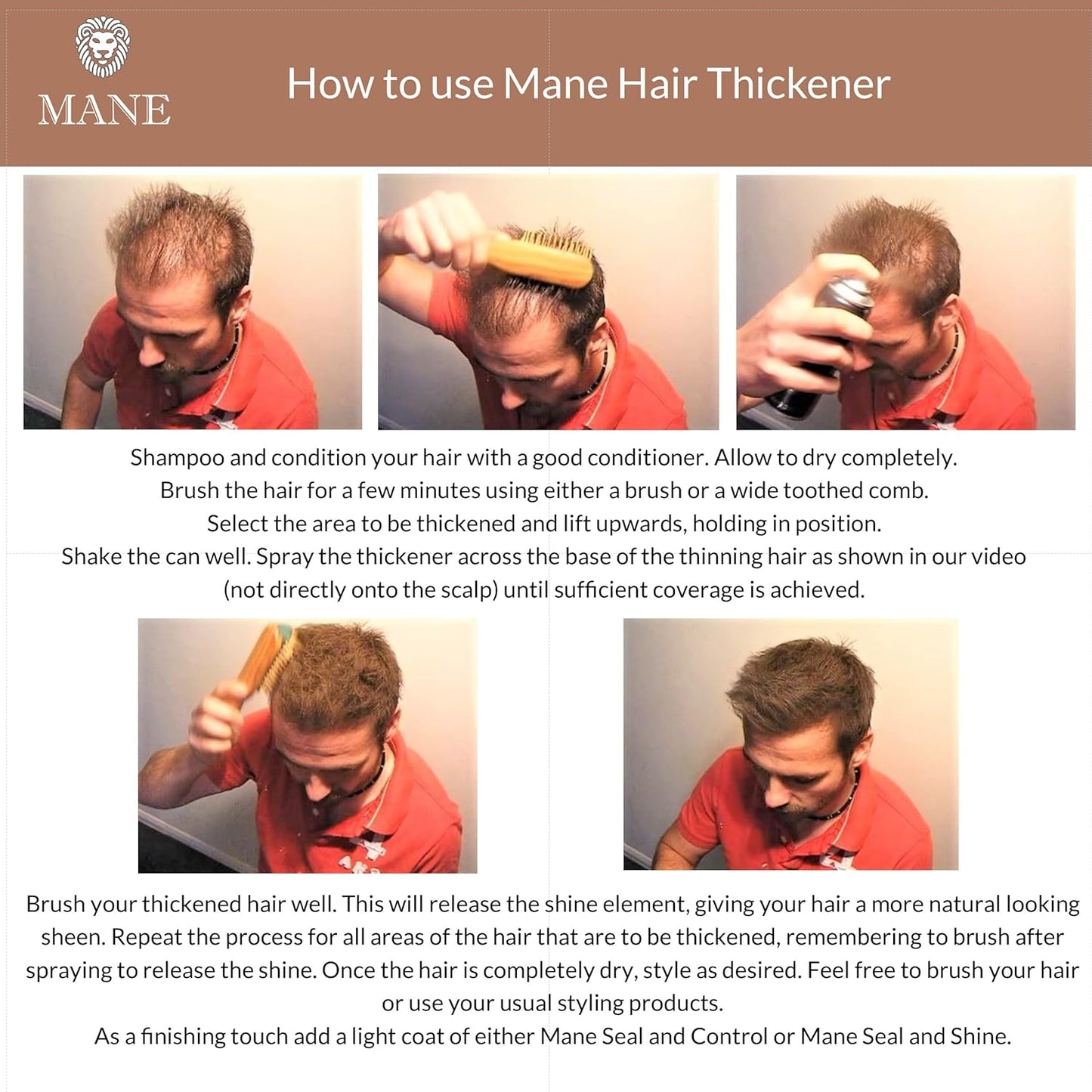 MANE Hair Thickening Fiber Spray (200 ml, Auburn)