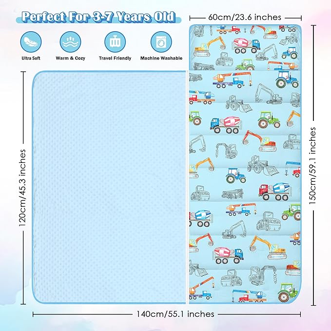 Toddler Nap Mat Kids Sleeping Bag 59"×24", Soft Slumber Bag with Removable Pillow and Blanket for Kids Girls Boys,Roll Up Sleeping Mat Thick for Camping,Daycare, Kindergarden