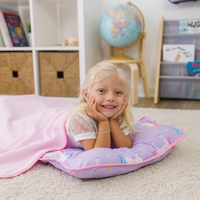 Wildkin 43-inch Kids Nap Mat – Soft Microfiber Toddler Sleeping Mat with Pillow
