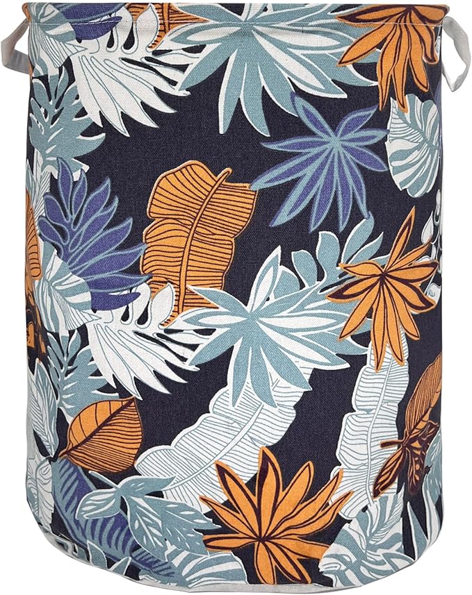 Merdes 19.7’’ Waterproof Foldable Laundry Hamper, Dirty Clothes Laundry Basket, Linen Bin Storage Organizer for Toy Collection (Plant Leaf)