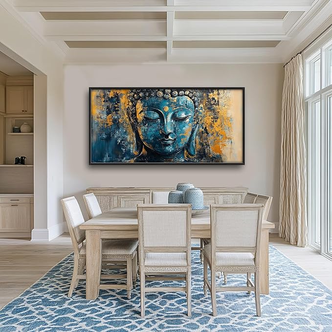 Olivine Buddha Wall Art, Zen Pictures Wall Decor, Religious Canvas Prints Painting, Framed Artwork for Bathroom Bedroom Living Room Office Home Spa Mediation Room Decoration 60"x30"