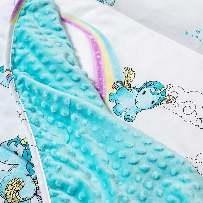 JumpOff Jo Nap Mat for Kids - Cozy Kids Rest Mat with Removable Pillow and Ultra Soft Blanket for Preschool, Daycare, and Sleepovers - Unicorn Pixie Dust