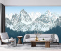 -Forest Snow Mountain Peaks Blue Sky Wallpaper Bedroom Living Room XT09 M 140" x 91"