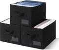 GRANNY SAYS Shelf Storage Bins, Fabric Storage Baskets for Closet and Clothes, Collapsible Storage Boxes with Handles, Decorative Storage Containers for Bedroom, Black, Large, 3-Pack