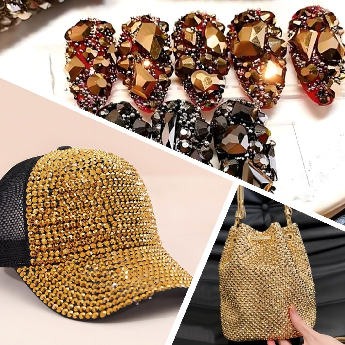 2000 PCS SS16 Flatback Rhinestones,12-Facet Diamond-Cut Glass Gems for Nail Art,Clothing,DIY Crafts,Glue-On Decoration Stones with Silver Backing,Aurum