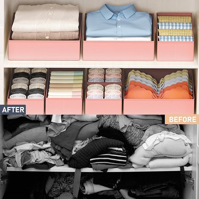 DIMJ Drawer Organizer Clothes - 18 Pack Closet Drawer Organizer Bins for Baby Clothes Storage, Fabric Dresser Organizer for Nursery Bedroom, Foldable Small Drawer Dividers for Underwear Socks