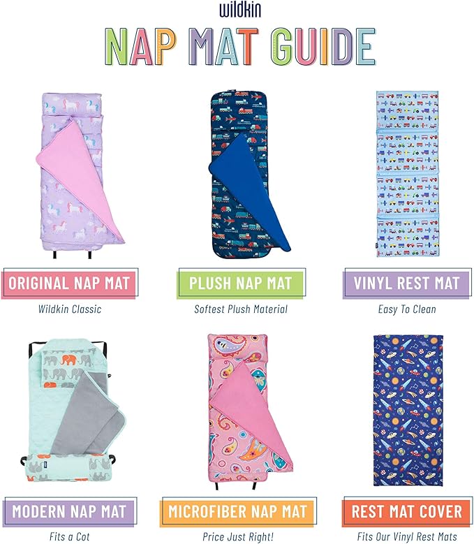 Wildkin Kids Original Nap Mat – Cozy Kids Sleep Mat with Pillow, ideal for School & Travel