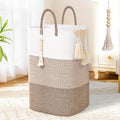 Woven Laundry Basket for Clothes,100 L Large Rectangle Laundry Hampers with Beads Tassel, Nursery Storage Basket for Toys, Tall Dirty Clothes Hamper for Bedroom Aesthetic, Laundry Room Organization