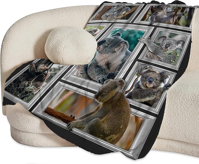 Koala Blanket Funny Koala Gifts for Girls Boys Woman Kids Koalas Lover Throw Blankets Soft Blanket Warm Fleece Flannel Plush Blankets for Bed Sofa Couch 40"x50"