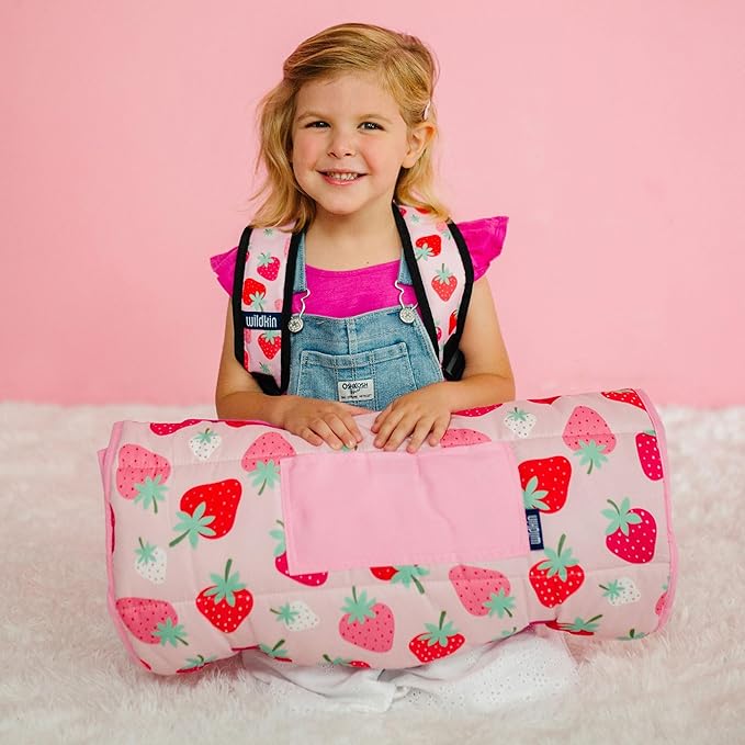 Wildkin 43-inch Kids Nap Mat – Soft Microfiber Toddler Sleeping Mat with Pillow