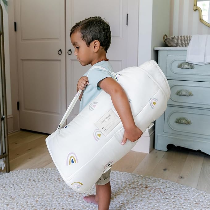 Makemake Organics GOTS Certified Organic Cotton Nap Mat with Detachable Pillow for Kids Soft Sleeping Bag for Toddlers, Boys, Girls - Ideal for Daycare, Preschool, Kindergarten