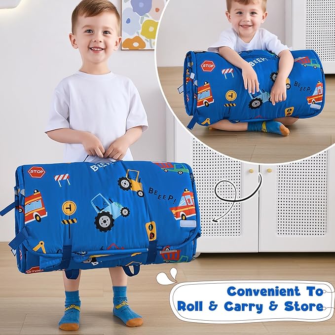 DJY Toddler Nap Mat,Kid Slumber Bag with Removable Pillow & Minky Blanket,Soft Sleeping Mat Perfect for Daycare,Preschool,Kindergarten,Travel