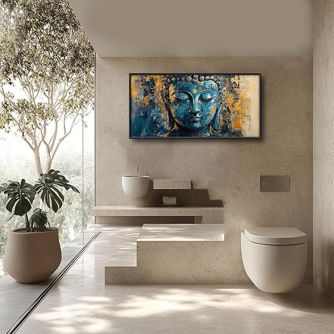 Olivine Buddha Wall Art, Zen Pictures Wall Decor, Religious Canvas Prints Painting, Framed Artwork for Bathroom Bedroom Living Room Office Home Spa Mediation Room Decoration 60"x30"