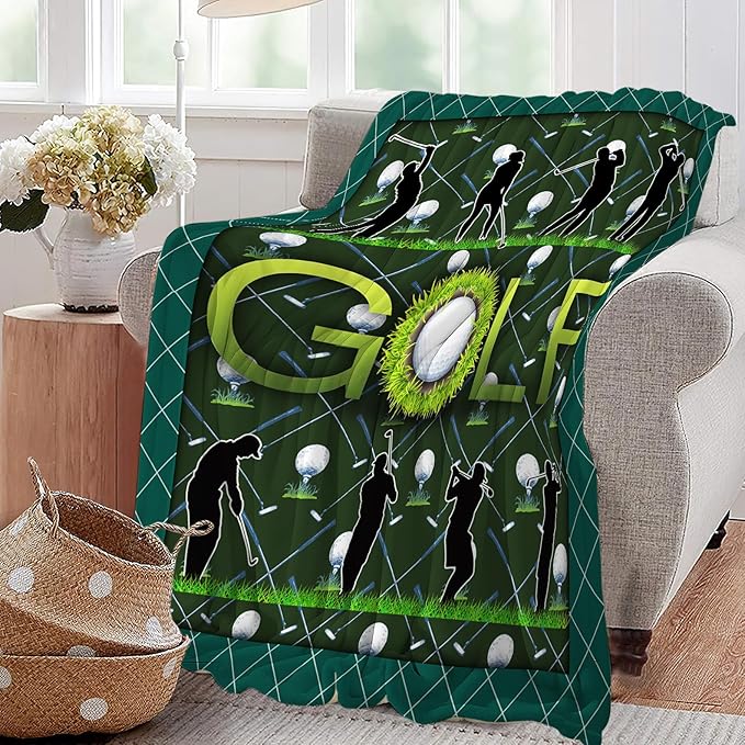 Golf Blanket Golf Throw Blanket Gifts for Golfer Man Woman Girls Boys Super Soft Flannel Lightweight Fluffy Plush Fuzzy Fleece Golfing Decor Blanket for Bed Sofa Bedding 40"X50" 40"X50"