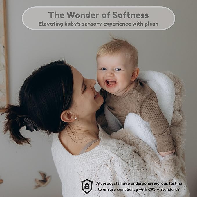 Warm Swaddle Blanket for Baby Boy or Girl, Multi Use Baby Wrap Swaddle, Ultra-Soft Fleece Interior Plush Exterior, Winter Stroller Blanket, Cold Weather Baby Swaddle (Beige, 0-6 Months)