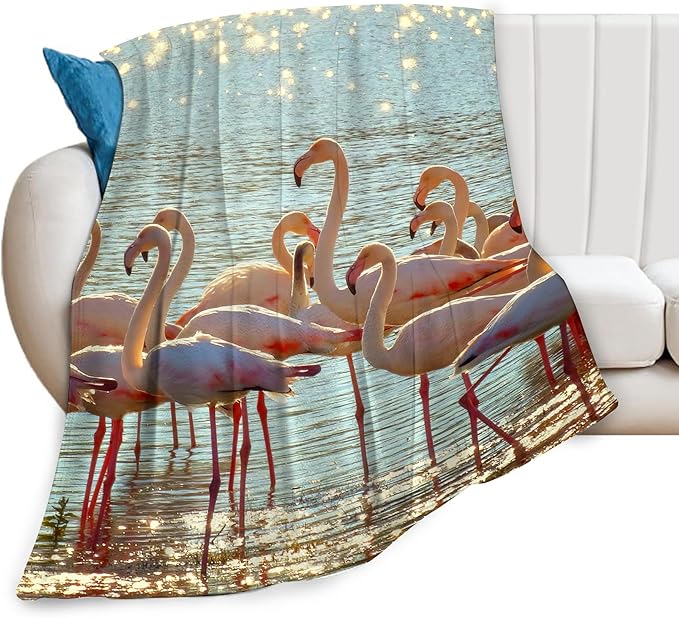 Flamingo Blanket Flamingo Gifts for Girls Boys Woman Kids Lover Ocean Coastal Throw Blankets Soft Blanket Warm Fleece Flannel Plush Blankets for Bed Sofa Couch 40"x50"