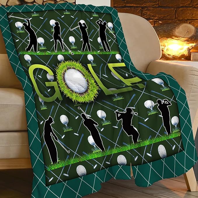 Golf Blanket Golf Throw Blanket Gifts for Golfer Man Woman Girls Boys Super Soft Flannel Lightweight Fluffy Plush Fuzzy Fleece Golfing Decor Blanket for Bed Sofa Bedding 40"X50" 40"X50"