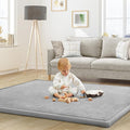 Baby Play Mat for Floor Tummy Time Mat Nursery Rug Muscle Mat Area Rug Playroom Rug Tatami Mat 6'7"x4'11" Memory Foam 1.3" Thick Crawling Mat for Babies,Toddlers, Infants, Kids(Light Gray)
