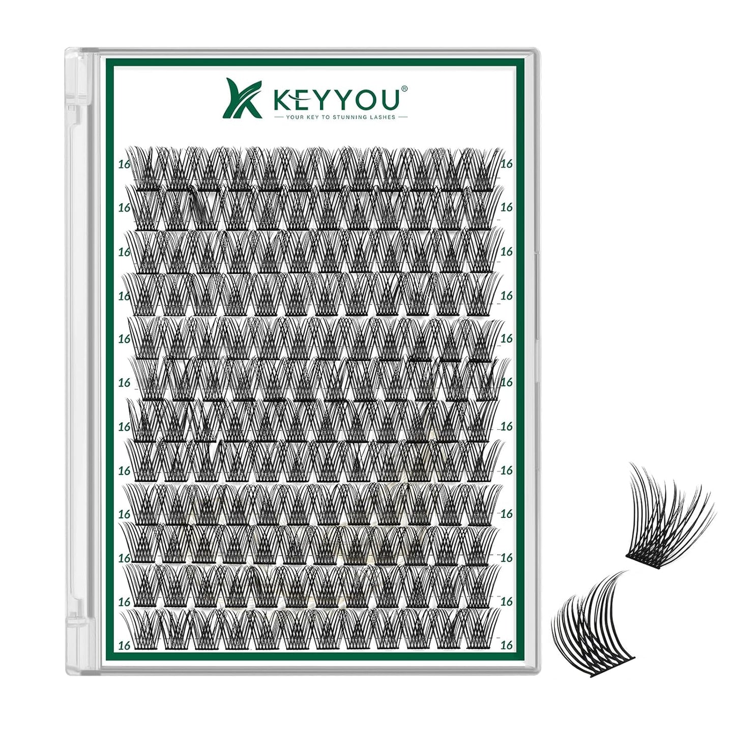KEYYOU Lash Clusters 144pcs Individual Lashes D Curl 16mm Eyelash Clusters Super Lightweight Air Touch Cluster Lashes Soft&Wispy Comfortable Easy to DIY at Home(Air04-D-16mm)